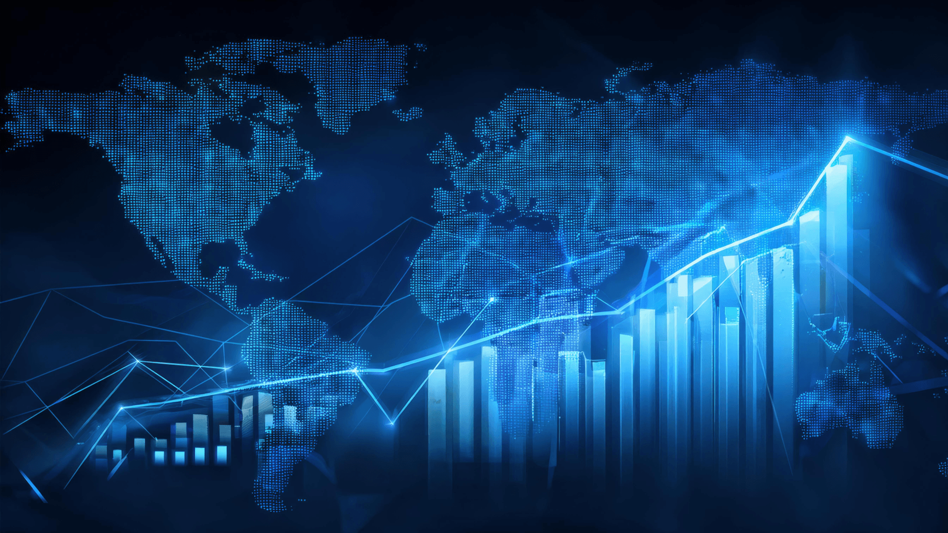 글로벌 데이터와 시장 성장을 상징하는 디지털 시각화
